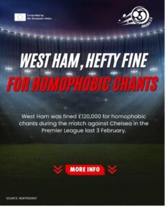 WEST HAM, HEFTY FINE FOR HOMOPHOBIC CHANTS!